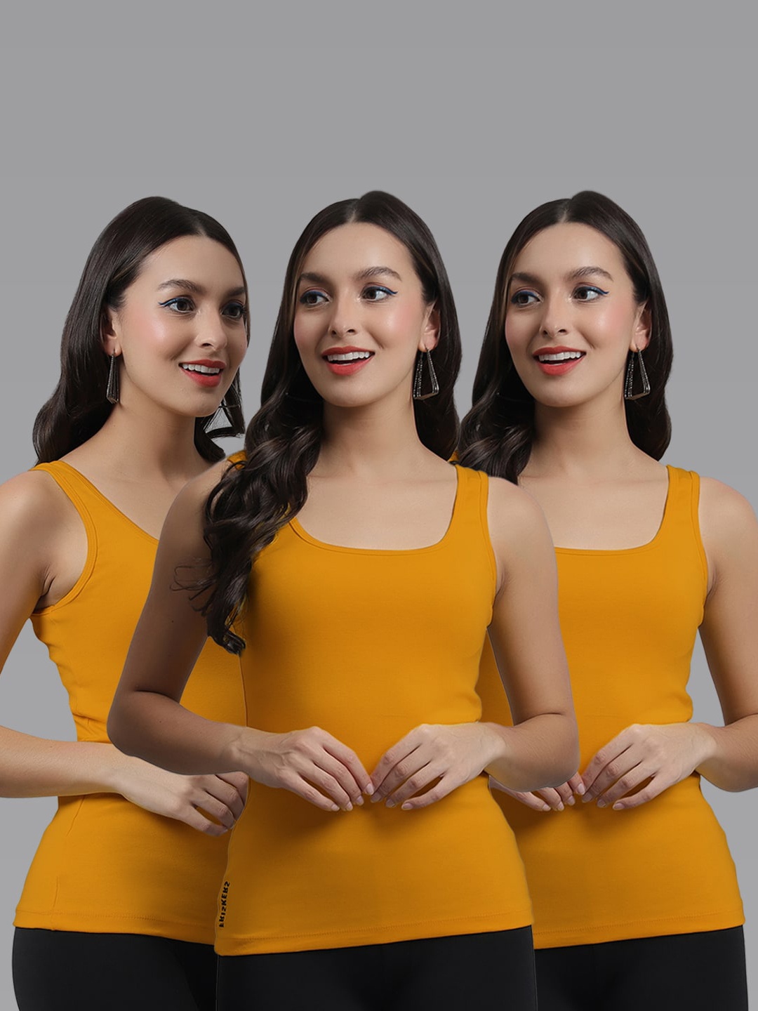 

Friskers Pack Of 3 Sleeveless Cotton Tank Top, Gold