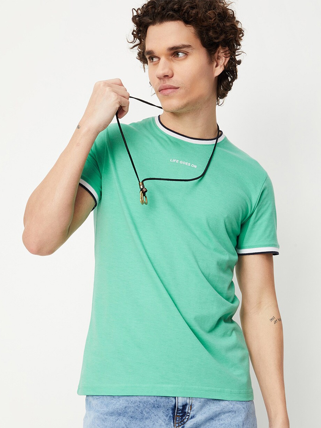 

max Men Sea Green T-shirt