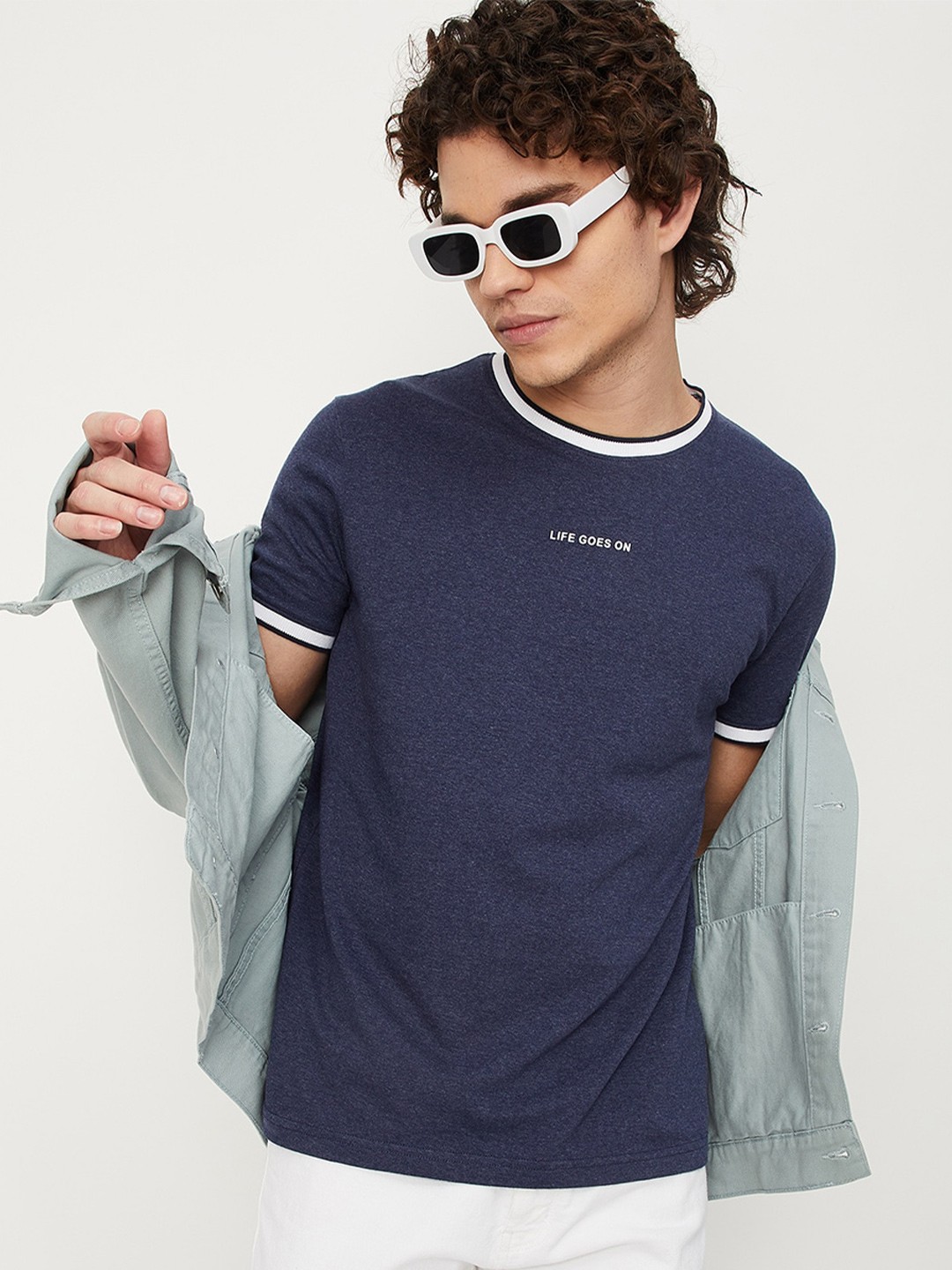 

max Men Round Neck T-shirt, Blue