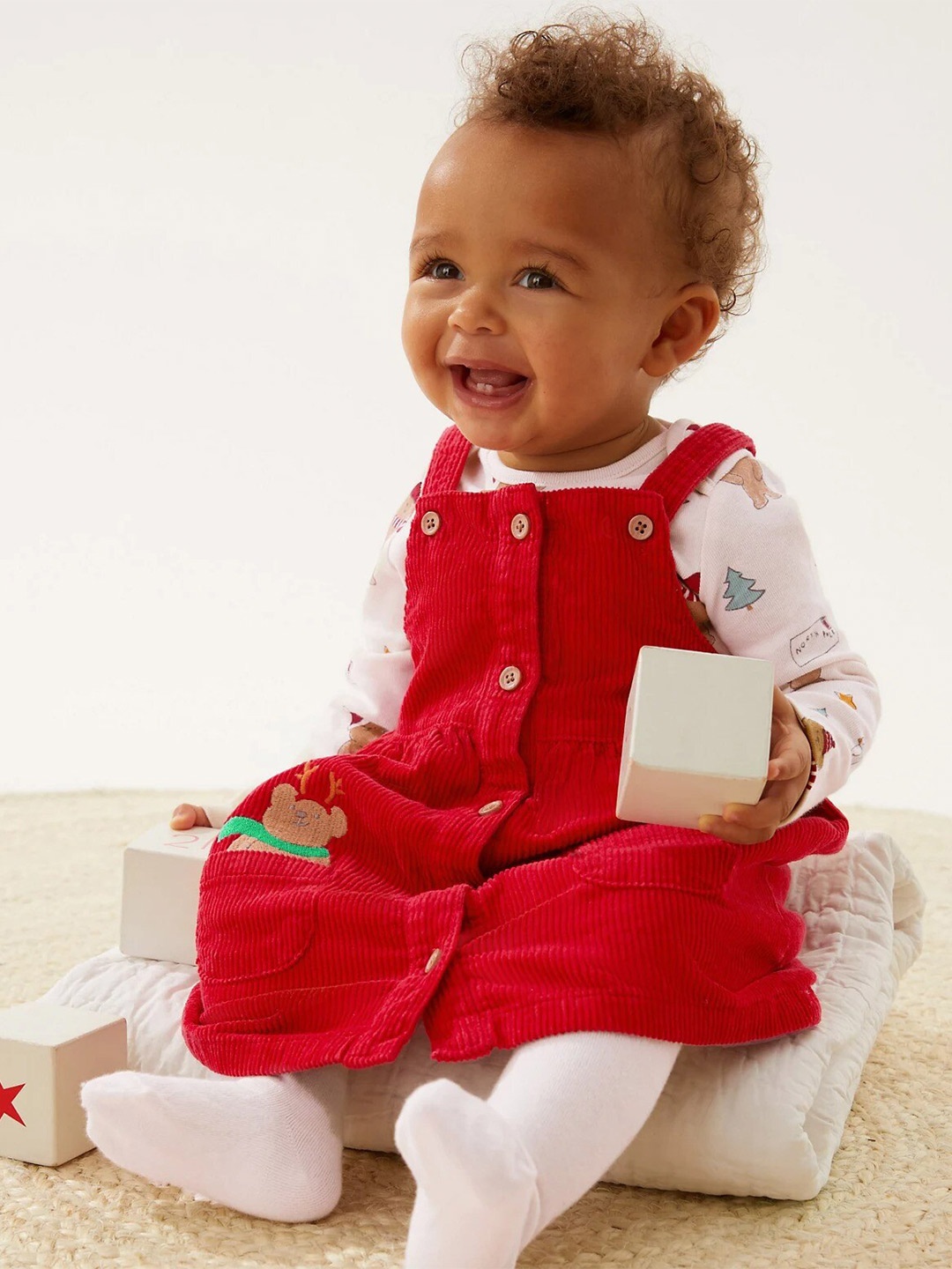 

Marks & Spencer Infant Girls Pinafore Dress With Bodysuit, Red