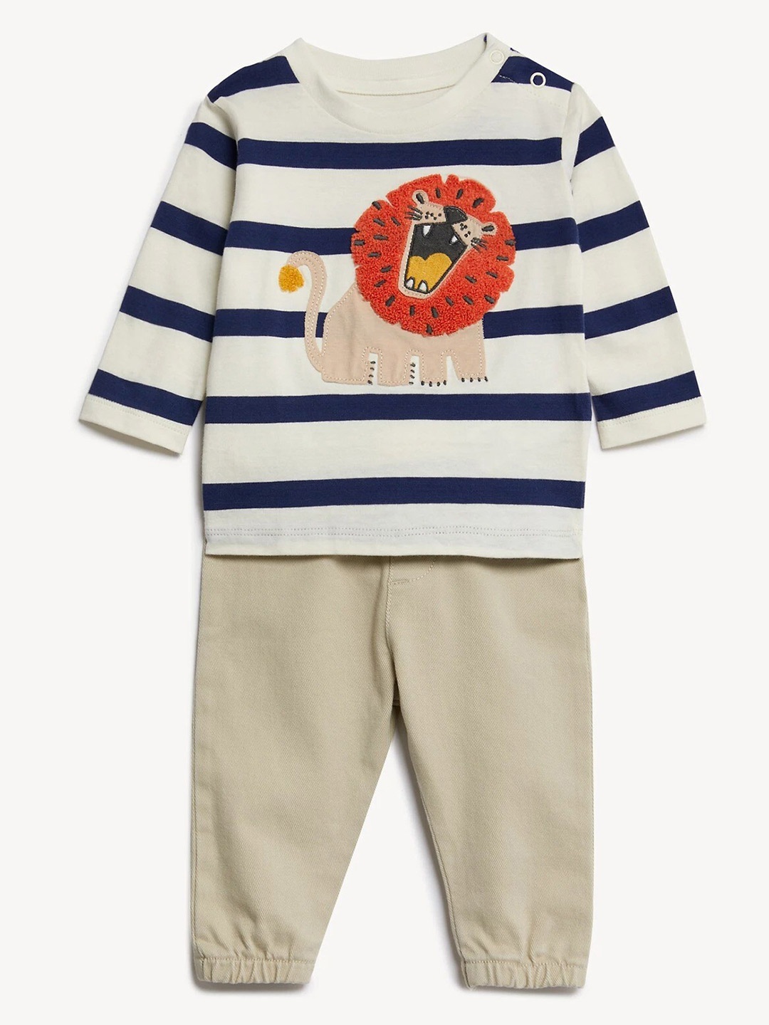 

Marks & Spencer Boys Striped T-shirt with Pyjamas, Off white