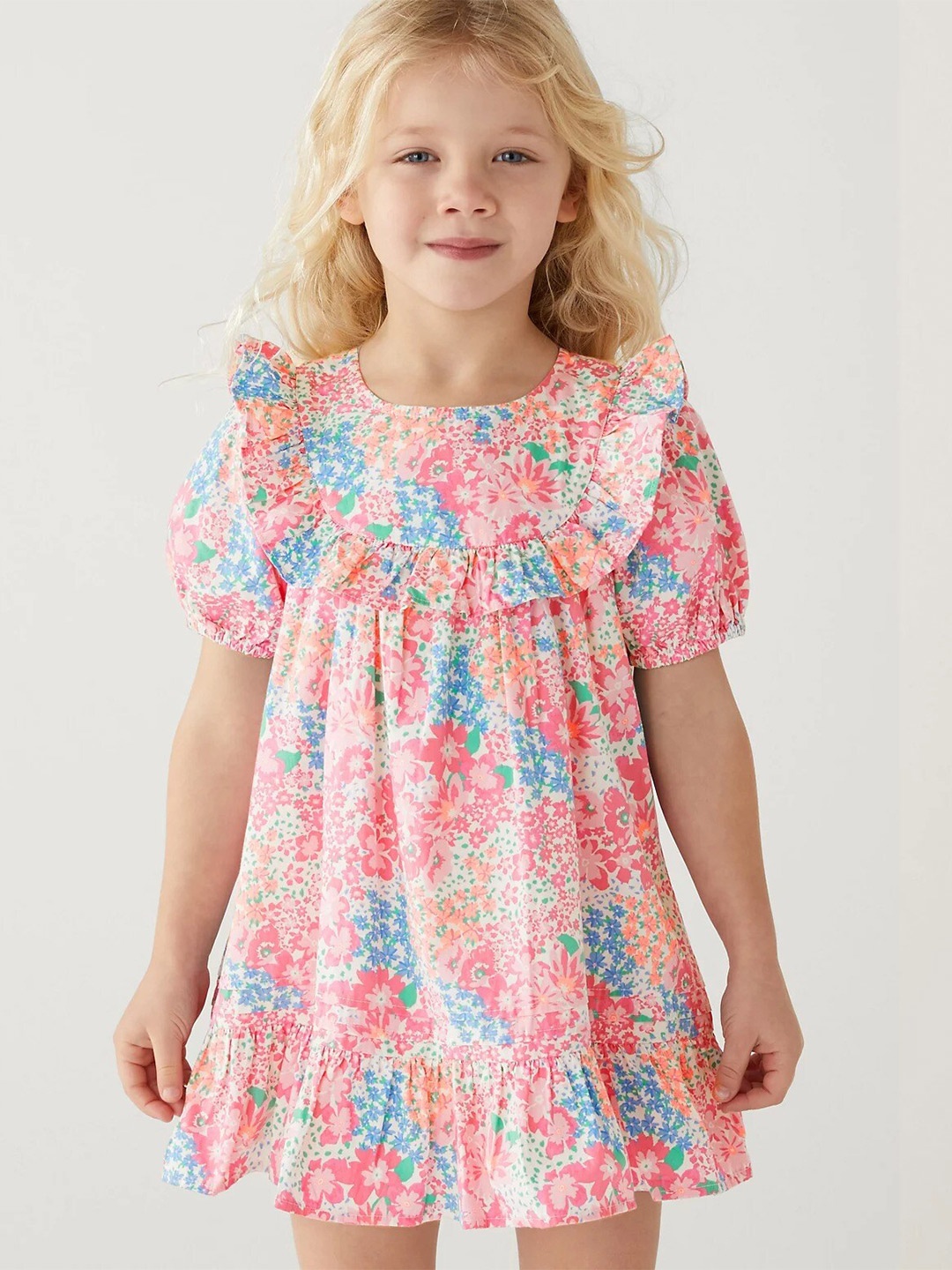 

Marks & Spencer Girls Floral Printed Cotton Dress, Off white