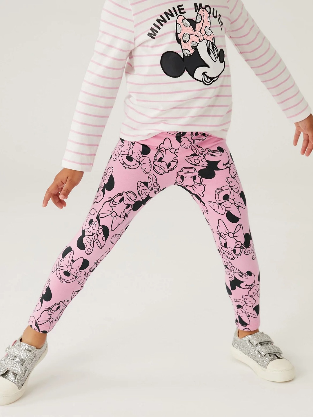 

Marks & Spencer Girls Minne Mouse Printed Ankle-Length Leggings, Pink