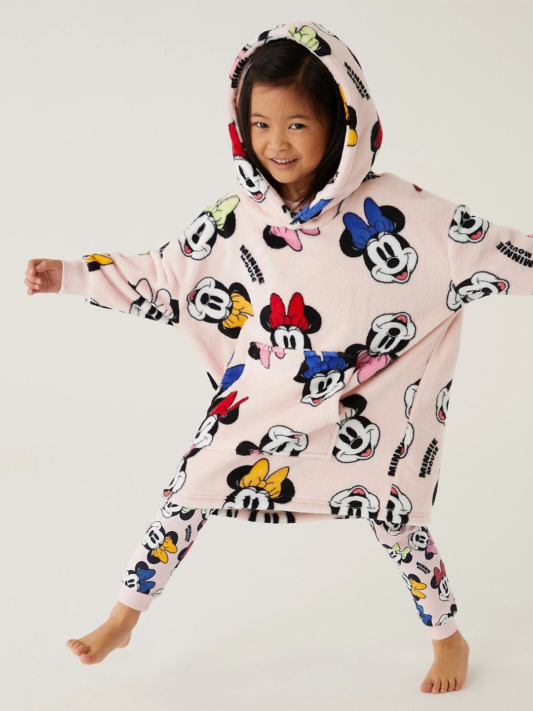 

Marks & Spencer Girls Printed Hooded Longline Sweatshirt, Pink