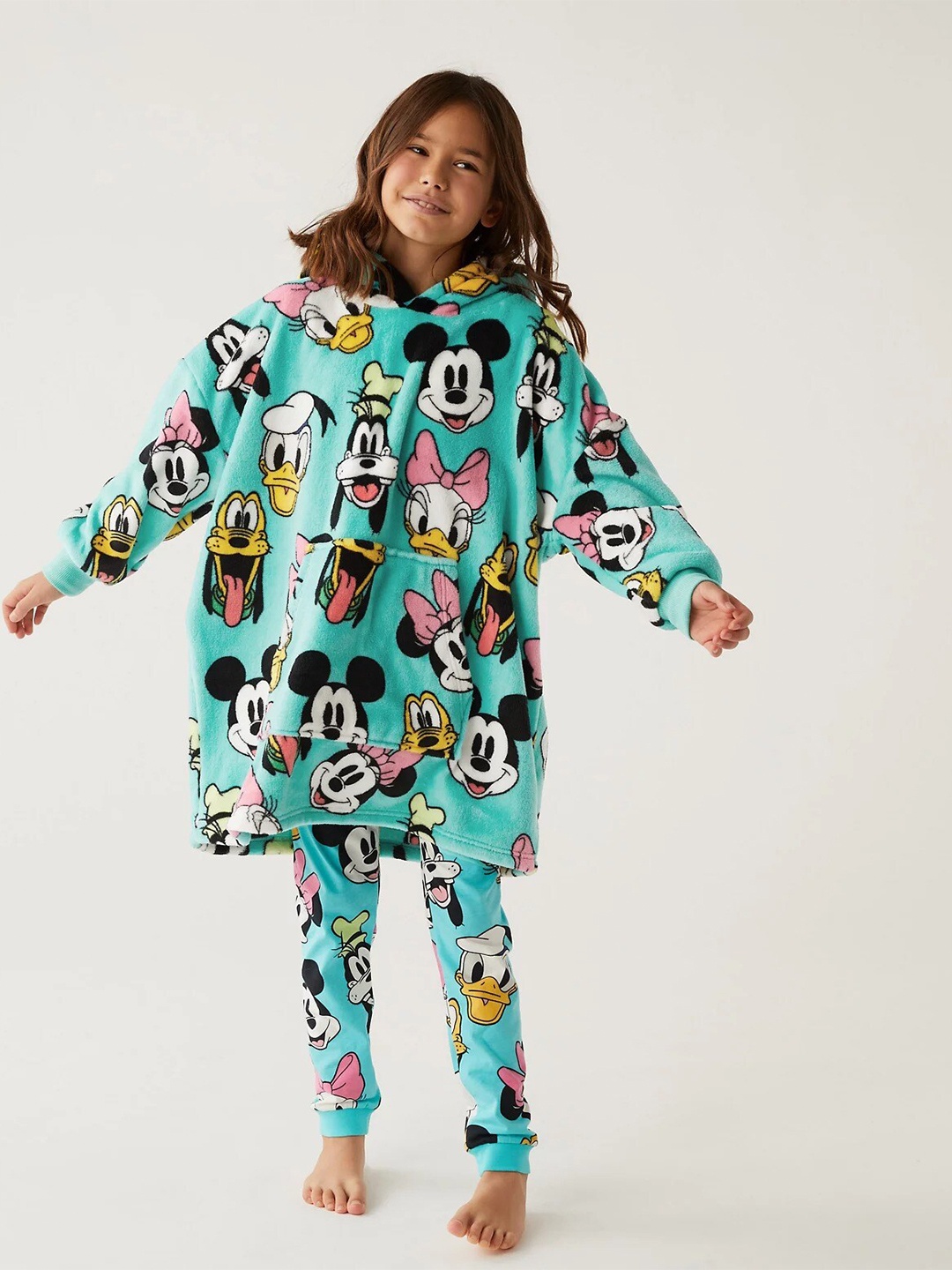 

Marks & Spencer Girls Printed Hooded Longline Sweatshirt, Blue