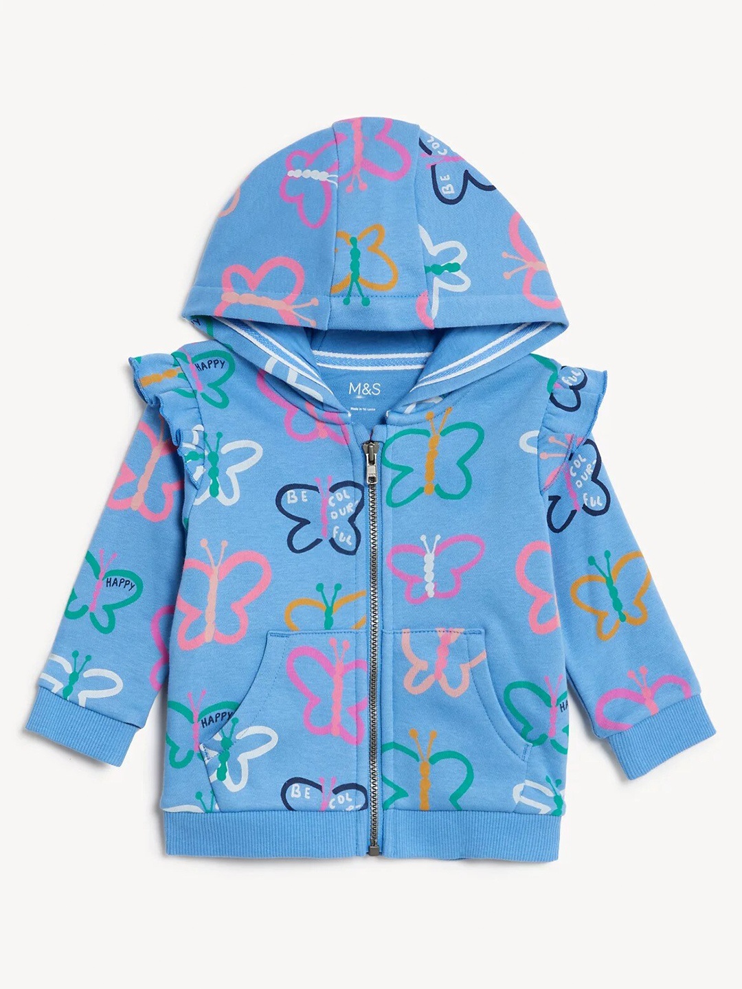 

Marks & Spencer Girls Printed Hooded Sweatshirt, Blue