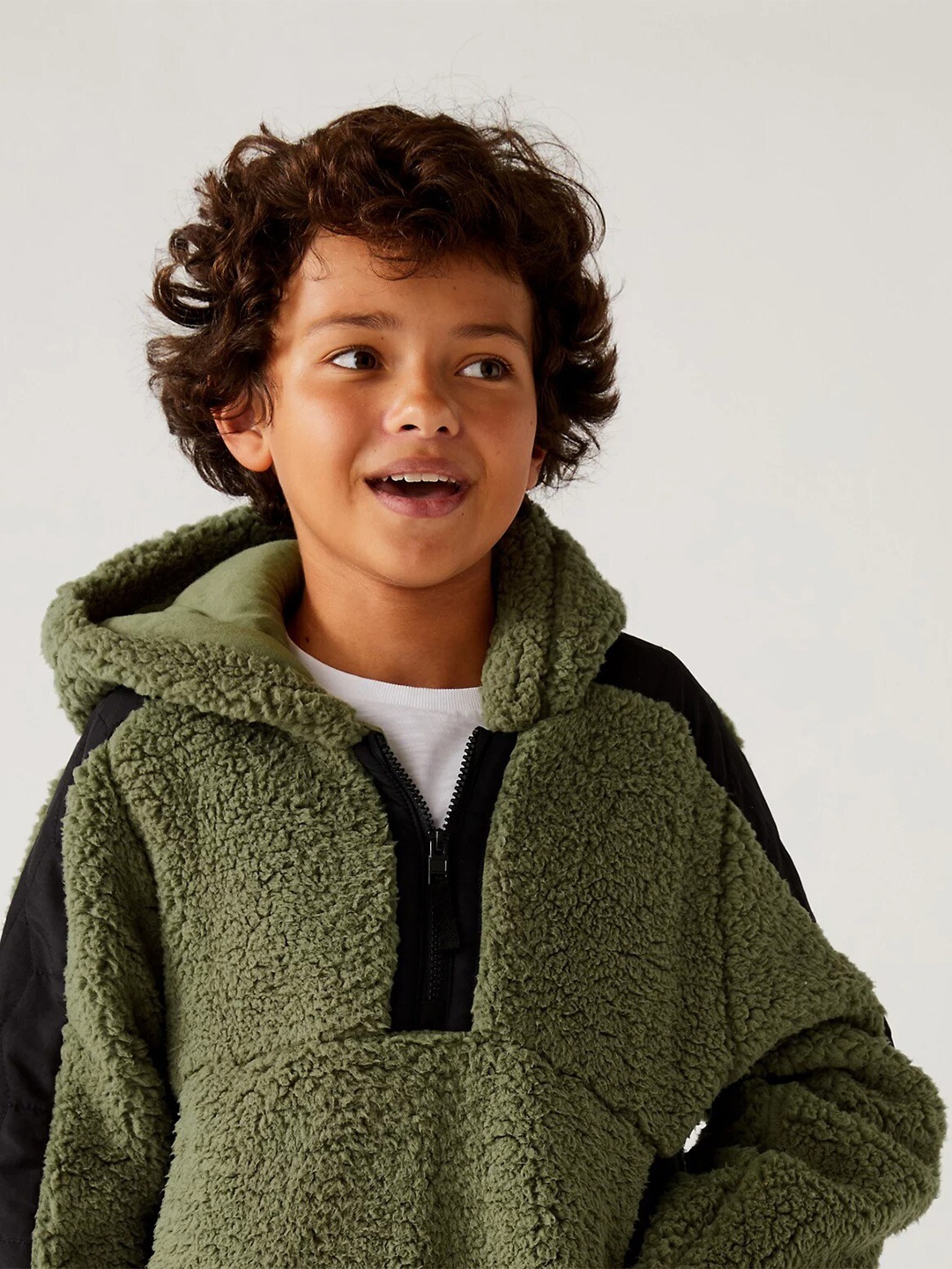 

Marks & Spencer Boys Hooded Sweatshirt, Olive