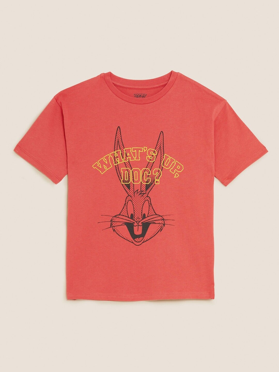 

Marks & Spencer Boys Printed Round Neck Pure Cotton T-shirt, Coral