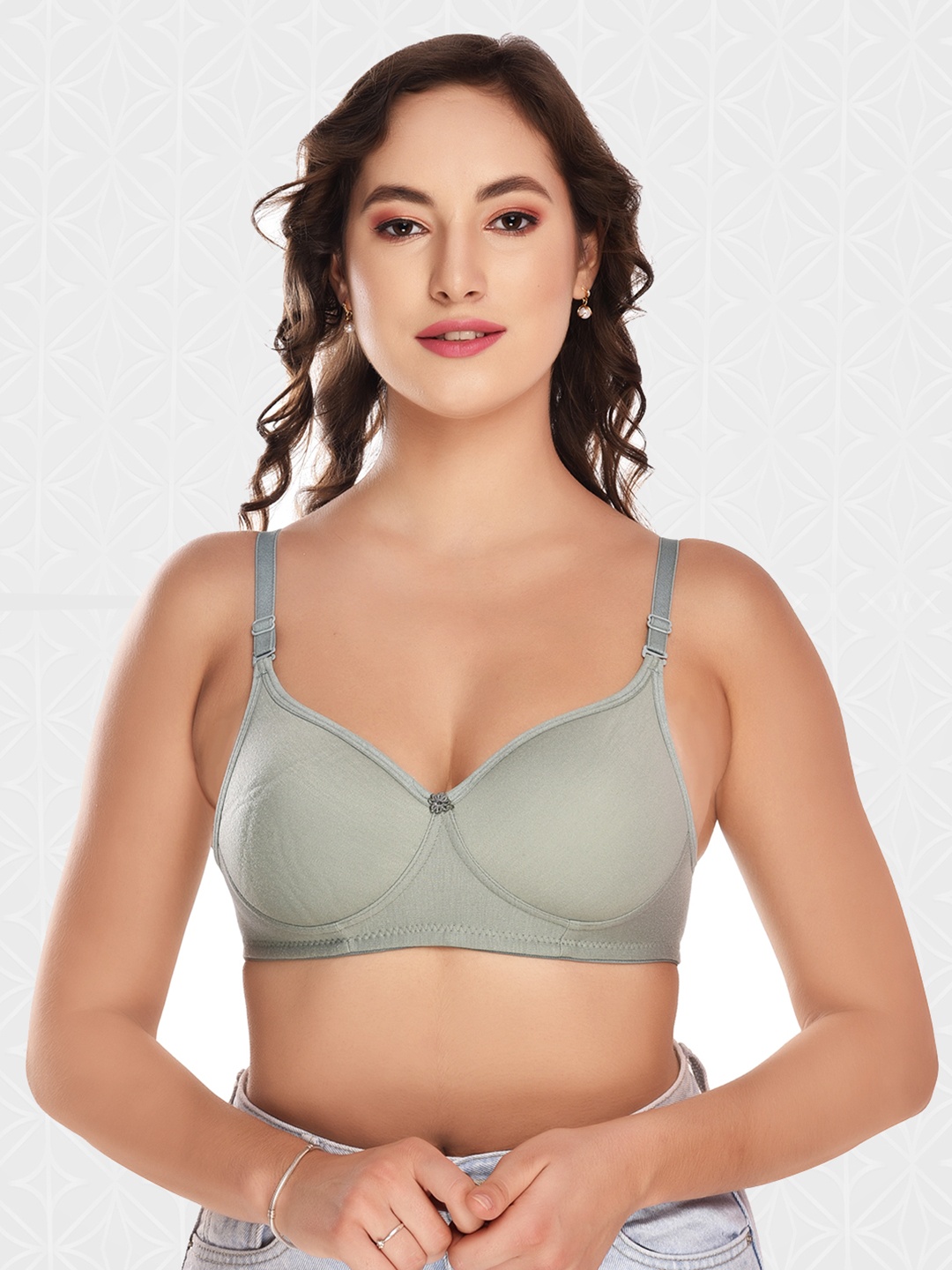 

Designer Bugs Lightly Padded Cotton Non Wired Seamless Bra, Grey