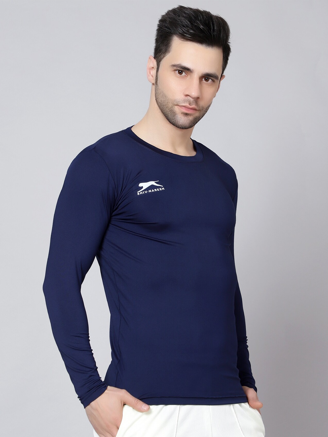 

Shiv Naresh Men Round Neck Cotton T-shirt, Navy blue