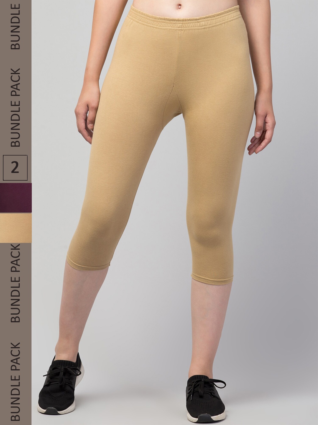 

Apraa & Parma Women Beige & Purple Skinny Fit Capris
