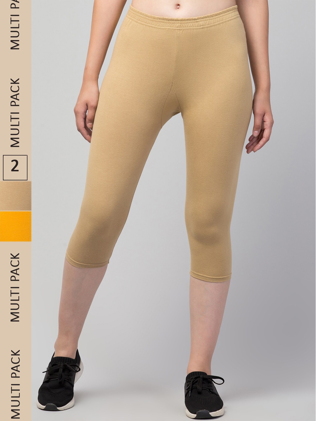 

Apraa & Parma Women Beige & Yellow Skinny Fit Capris