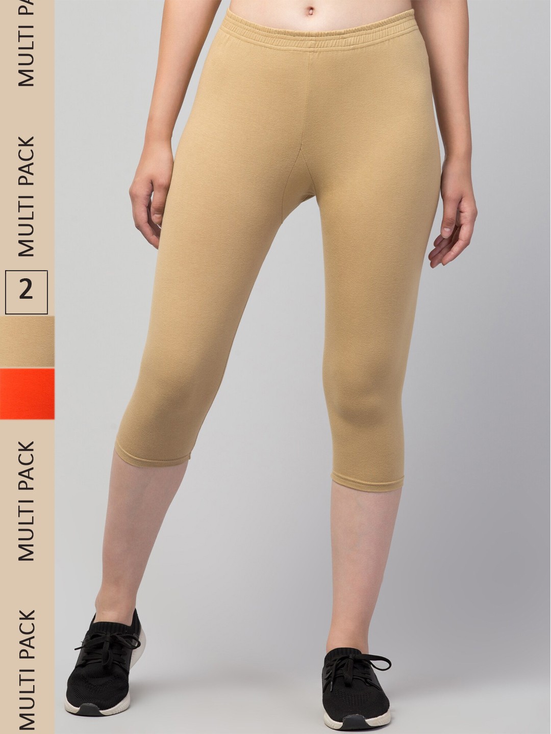 

Apraa & Parma Women Beige & Orange Skinny Fit Capris