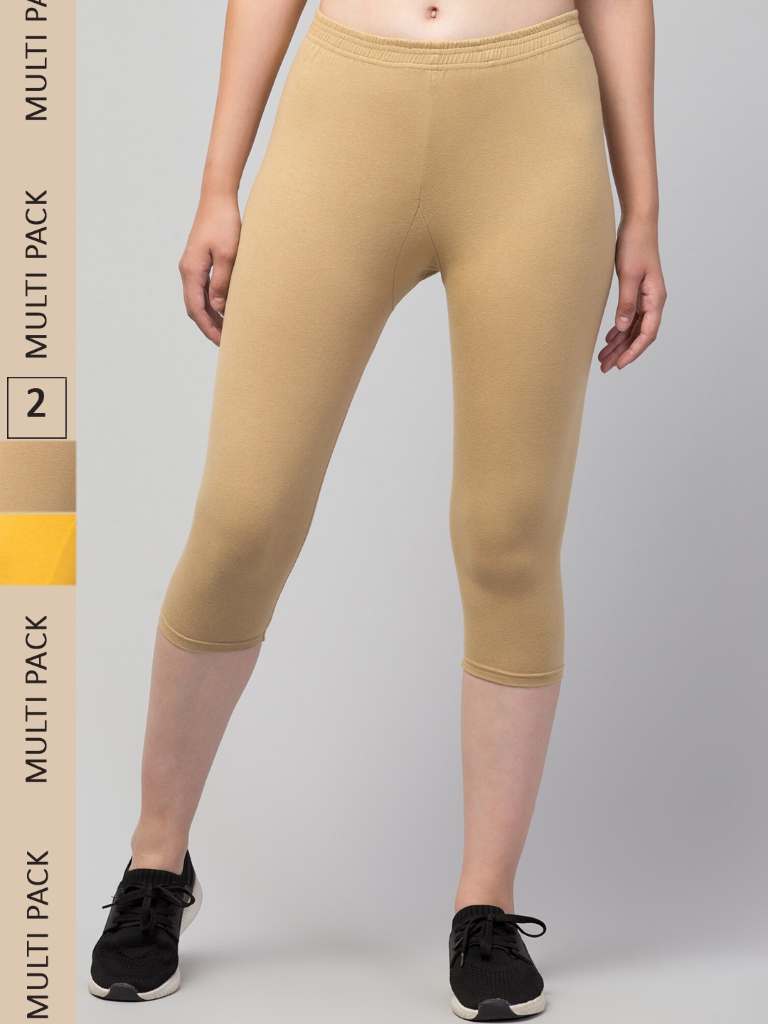 

Apraa & Parma Women Beige & Yellow Skinny Fit Capris