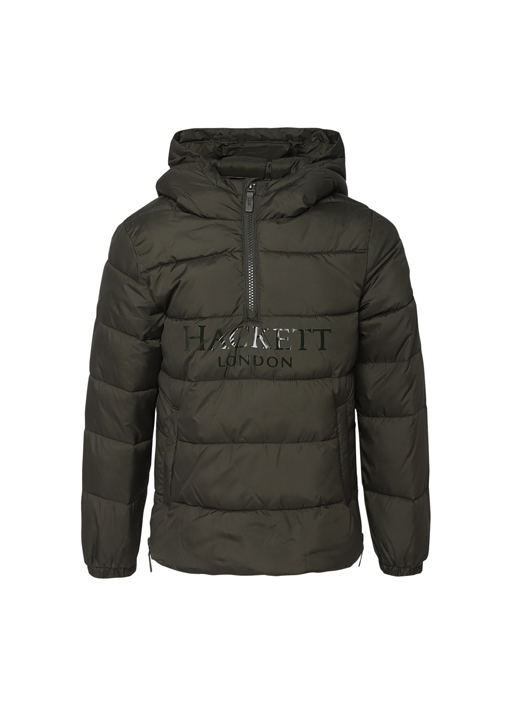 

HACKETT LONDON Boys Hooded Half-Zipper Puffer Jacket, Green