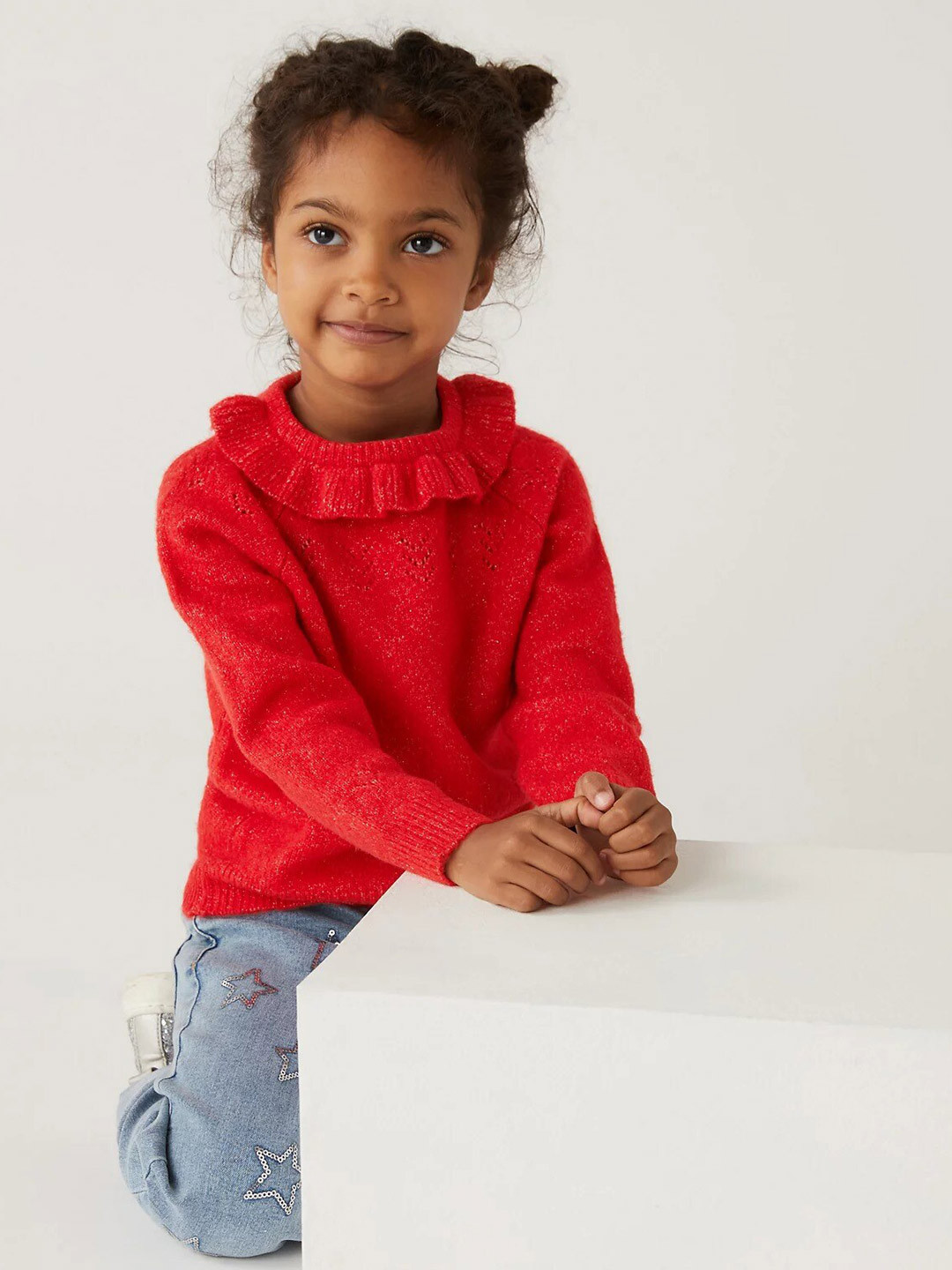 

Marks & Spencer Girls Mock Collar Pullover, Red
