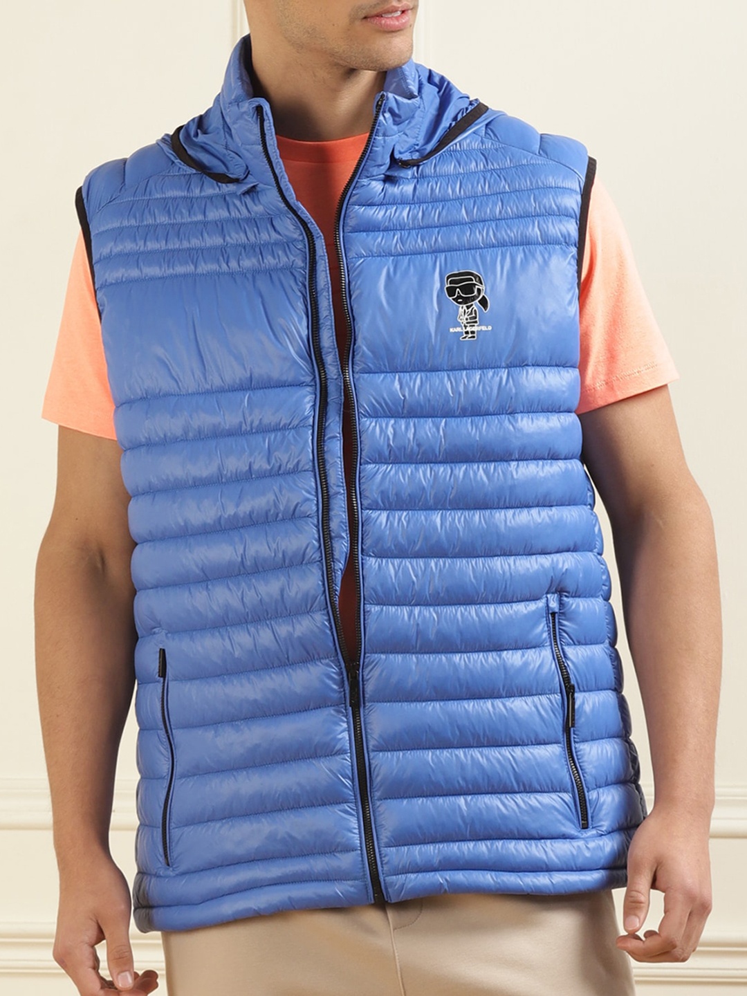 

Karl Lagerfeld Men Hooded Quilted Jacket, Blue