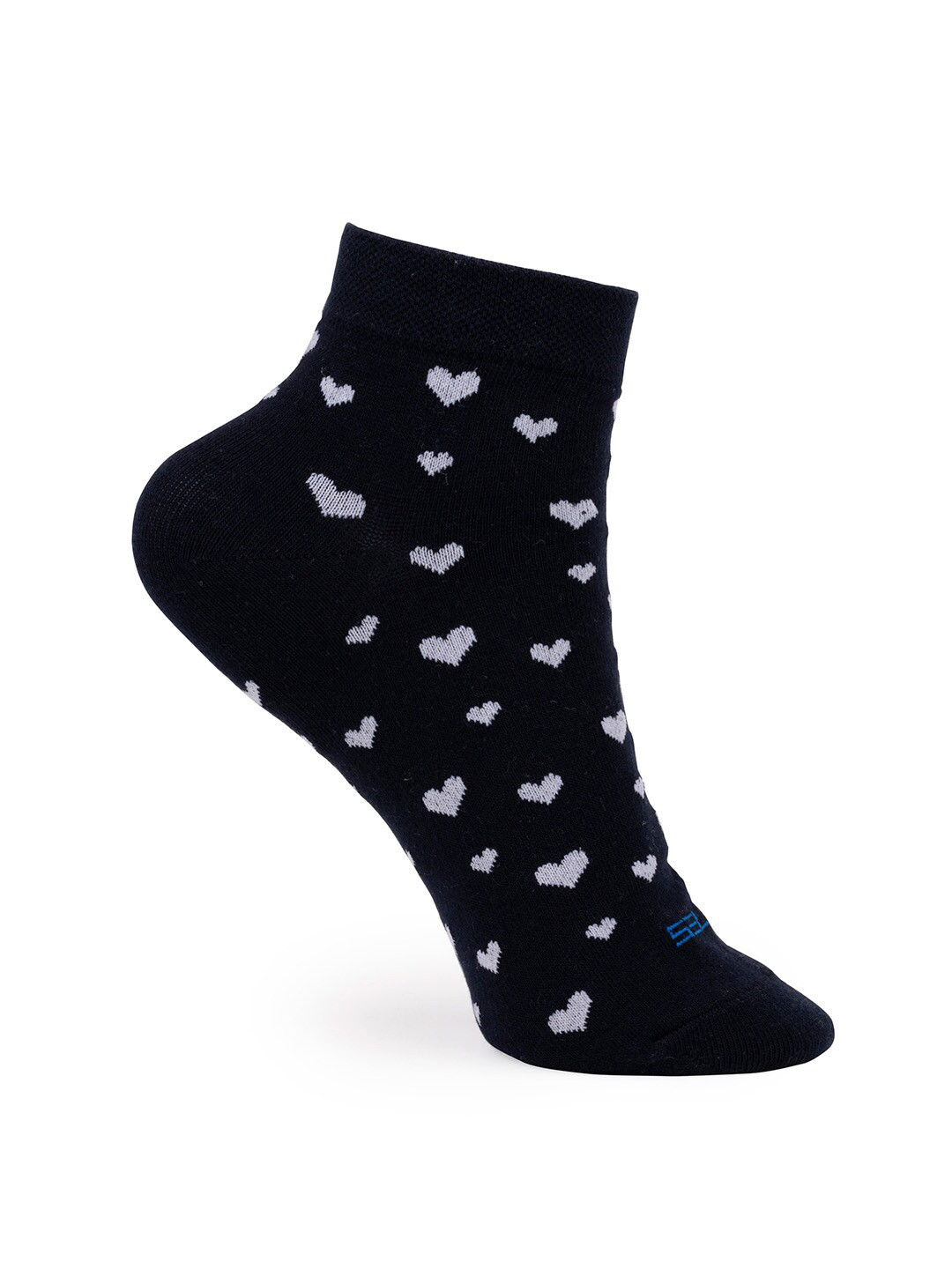 

FOOTONS Women Pack Of 3 Patterned Cotton Anti-Bacterial Ankle-Length Socks, Black
