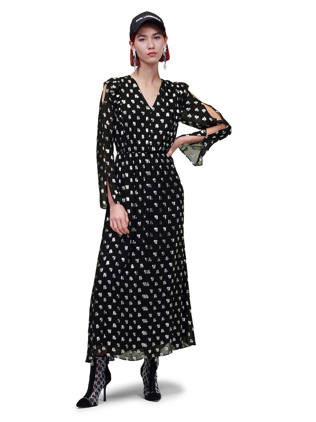 

Karl Lagerfeld Printed Maxi Dress, Black