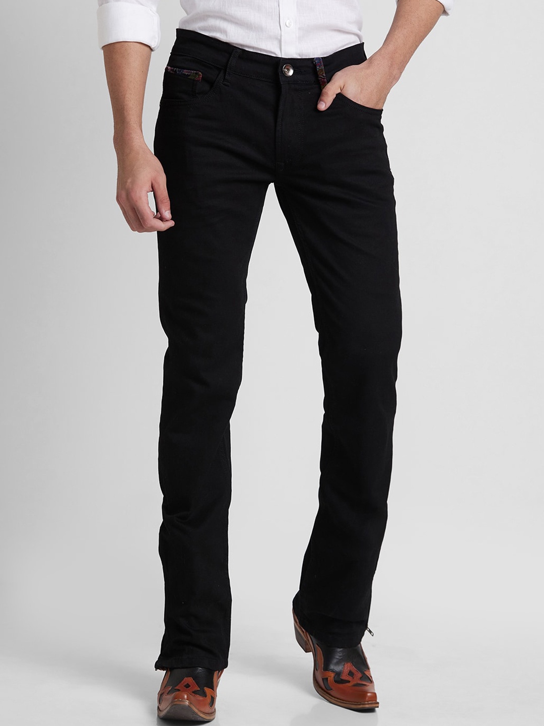 

mode de base Men Bootcut Stretchable Jeans, Black