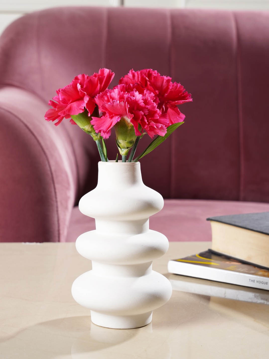 

PUREZENTO White Ceramic Orbit Shaped Flower Vase