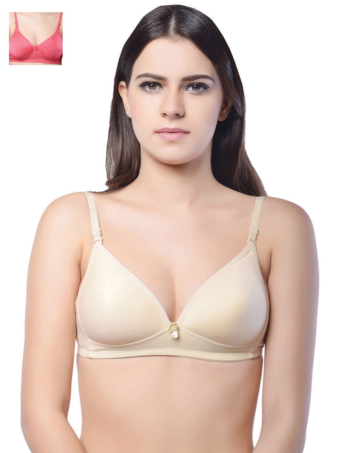 

Lady Lyka Pack of 2 Lightly Padded T-shirt Bras BREEZ-SKN-MISTIQUE-PLM, Beige