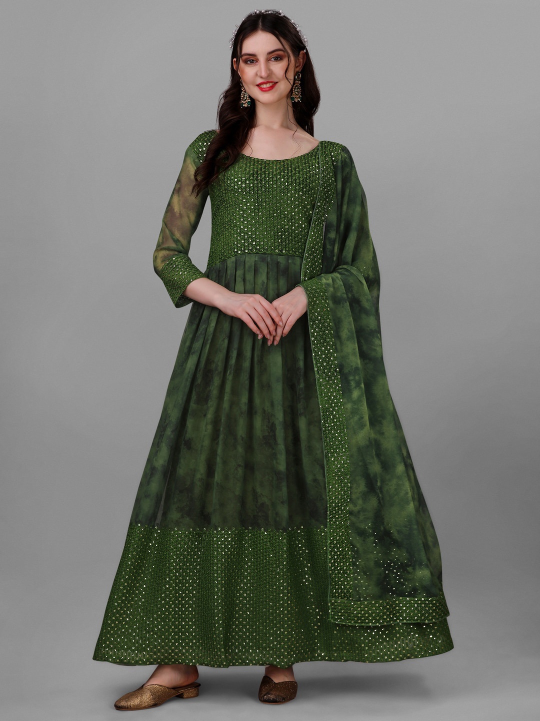 

Angroop Women Printed Georgette Anarkali Kurta, Green