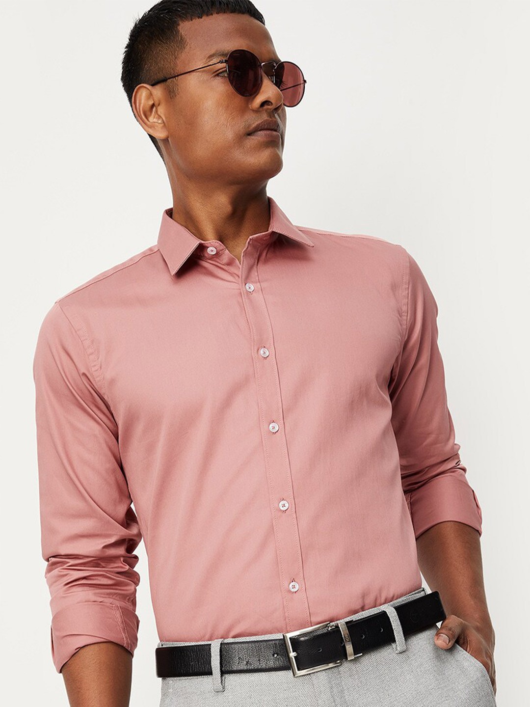 

max Men Casual Pure Cotton Shirt, Peach