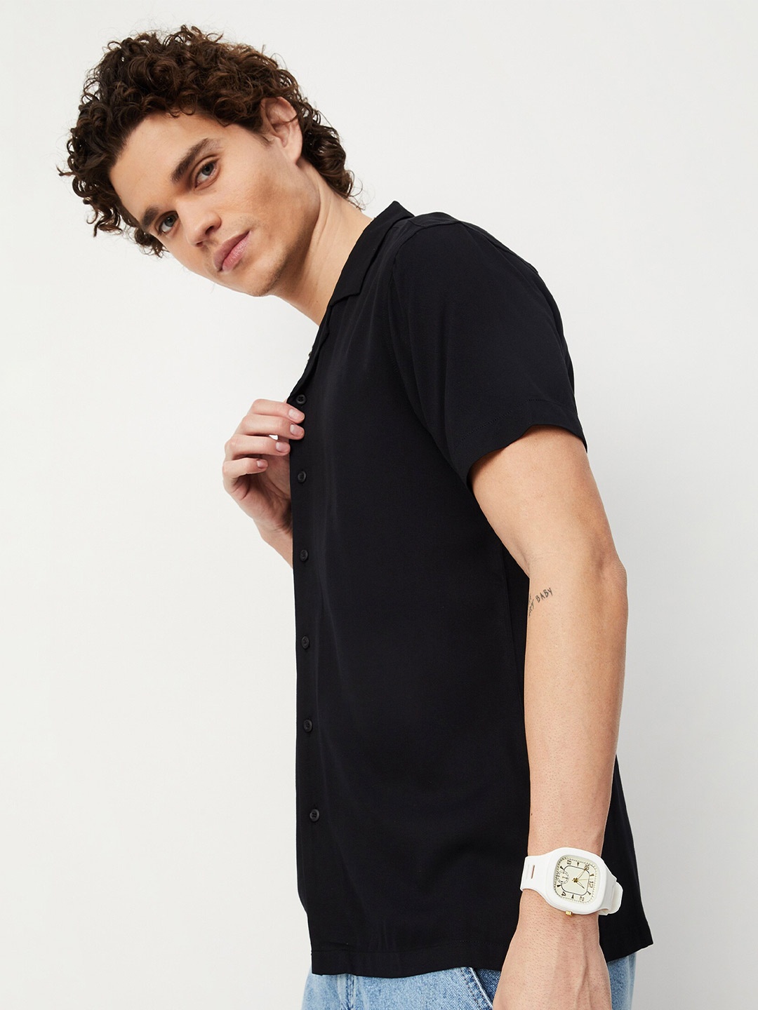 

max Men Casual Shirt, Black