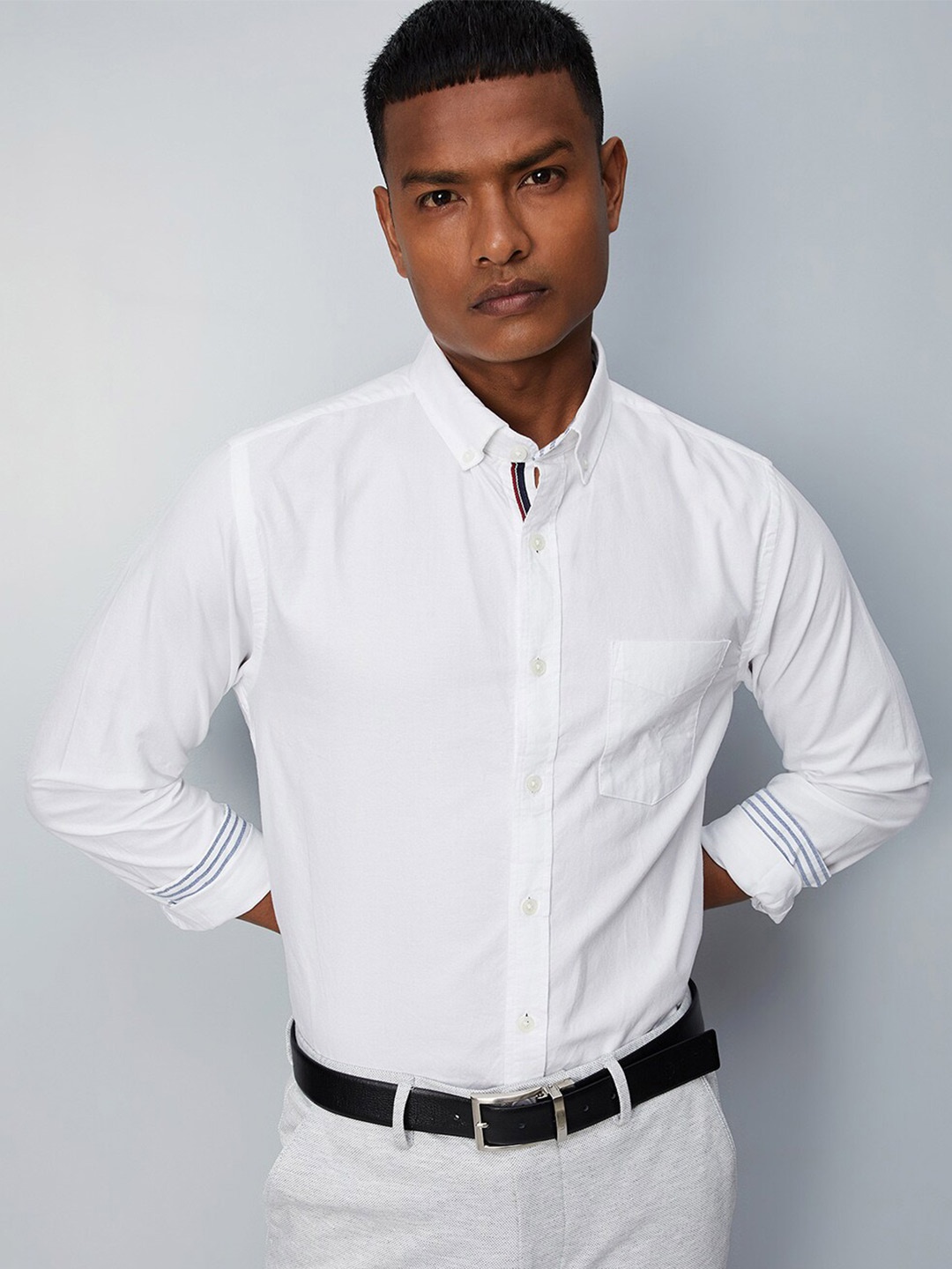

max Men Formal Pure Cotton Shirt, White