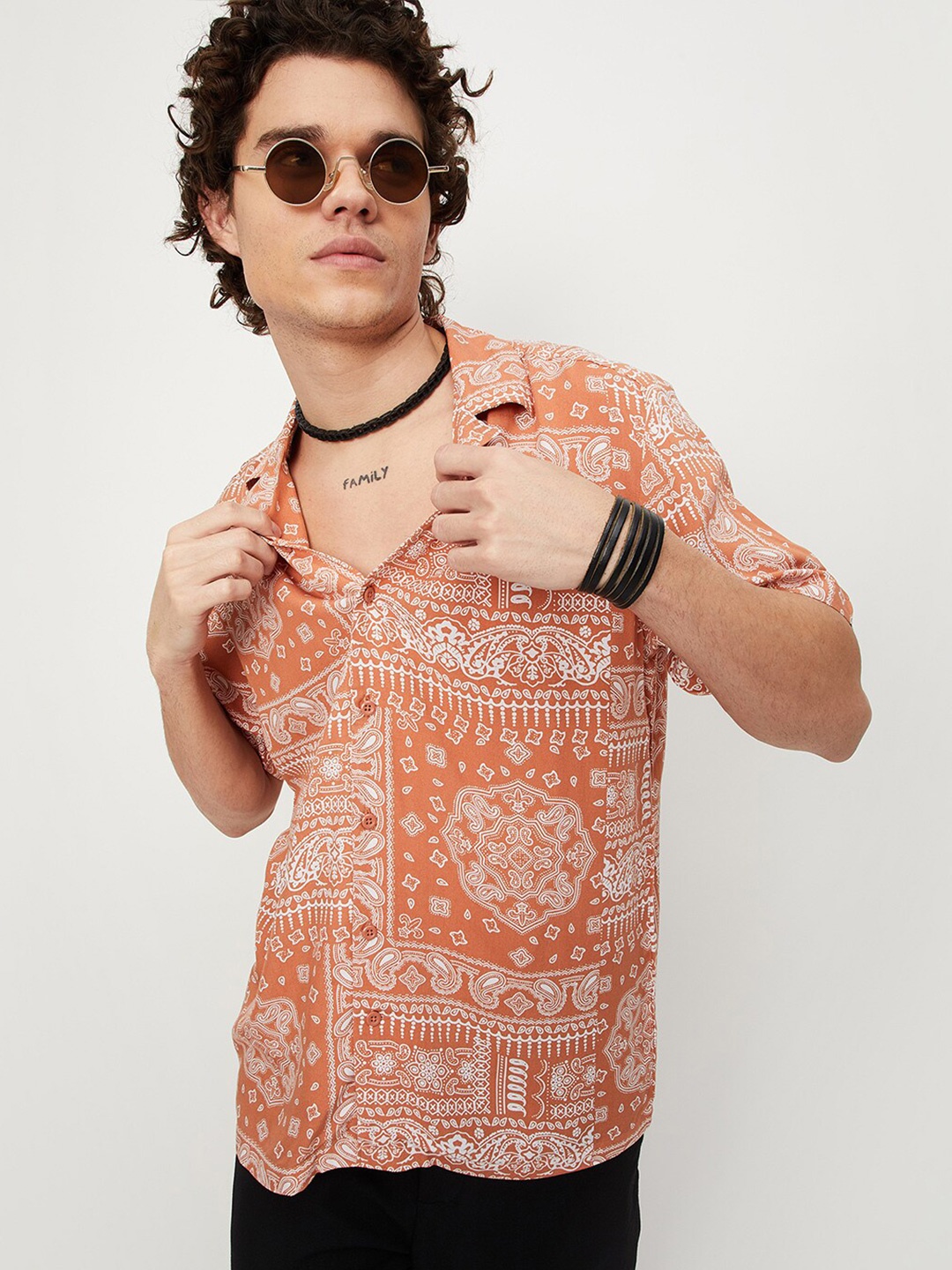 

max Men Printed Casual Shirt, Coral