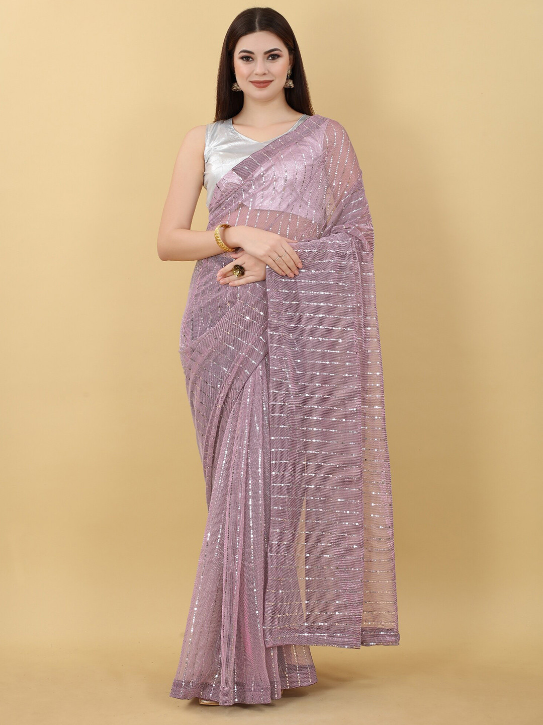 

Fashion FRICKS Embroidered Saree, Pink