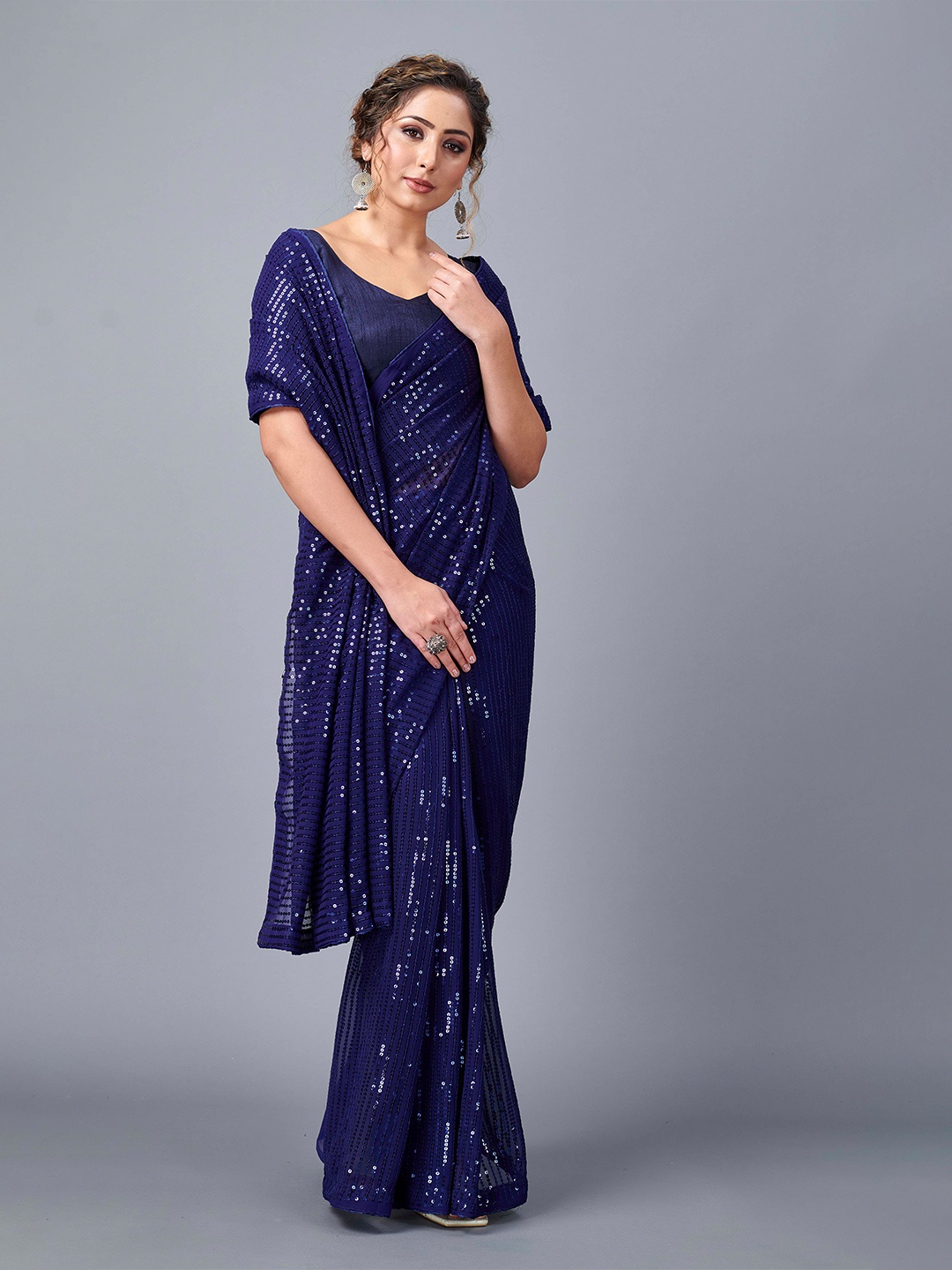 

Fashion FRICKS Embellished Saree, Navy blue