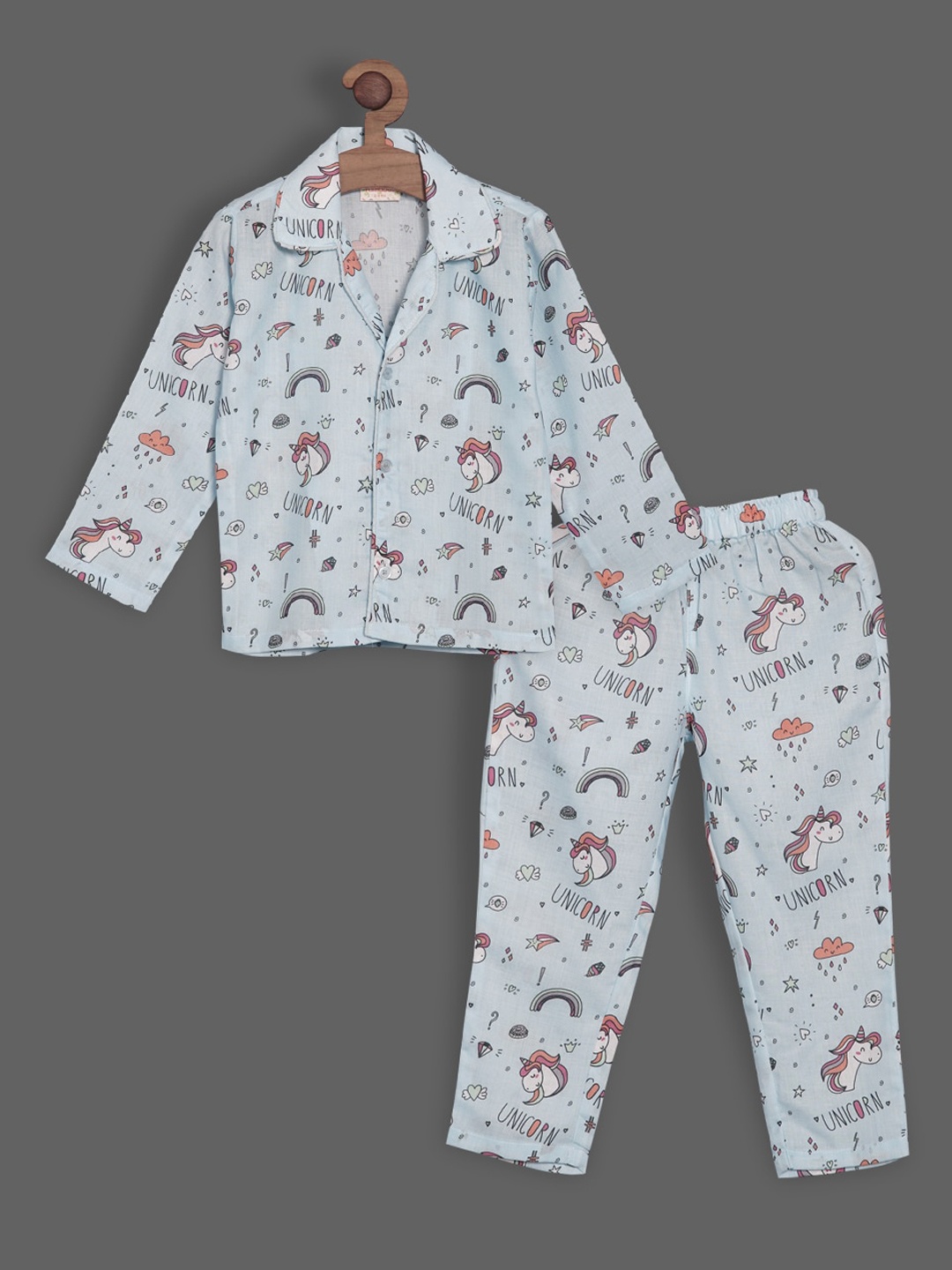 

RIKIDOOS Boys 2 Pieces Printed Pure Cotton Night suit, Blue