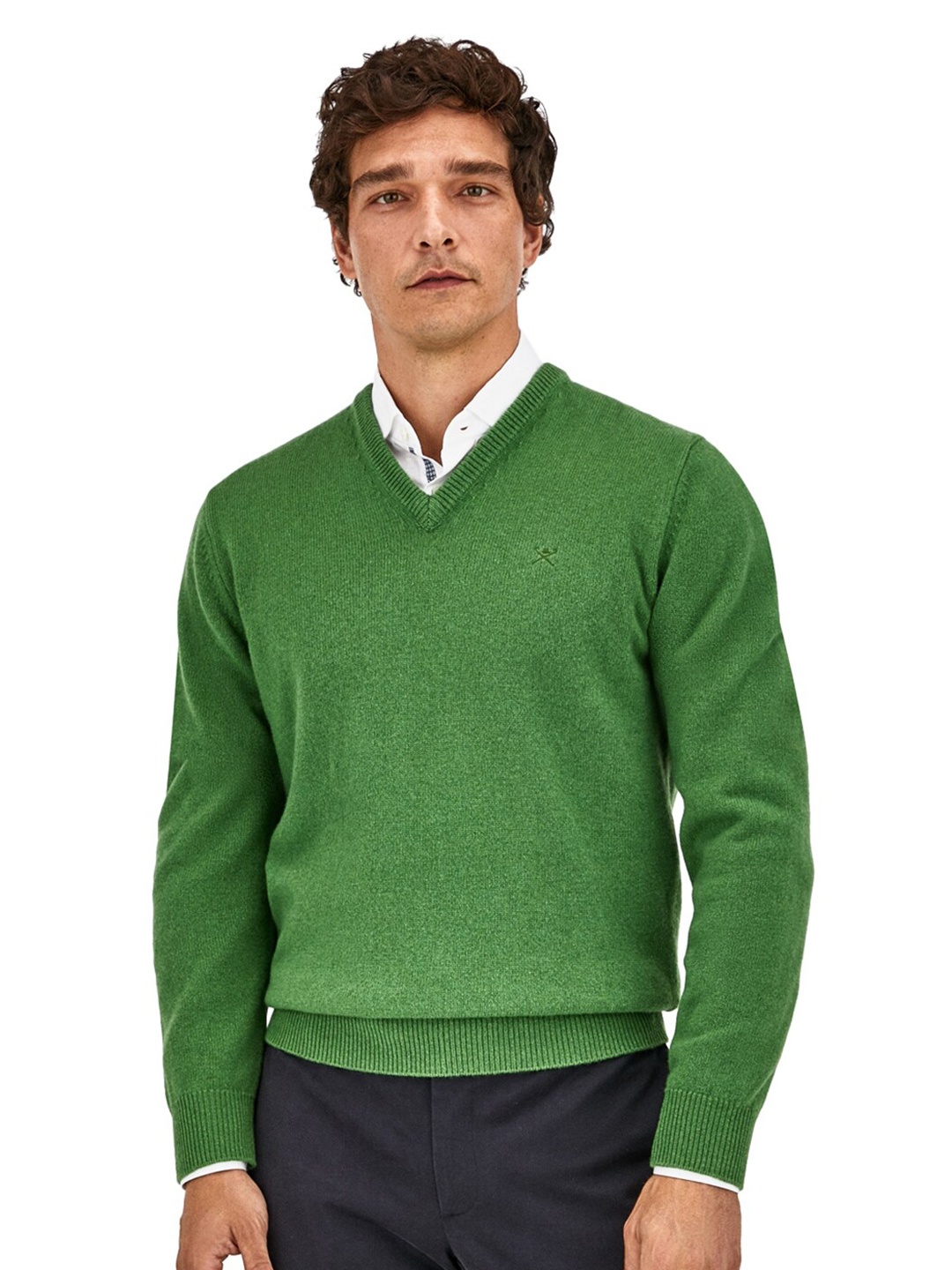 

HACKETT LONDON Men V Neck Pullover, Green