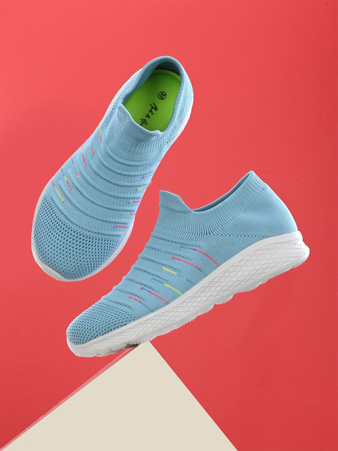 

Mast & Harbour Women Flyknit Textile Walking Sports Shoes, Blue