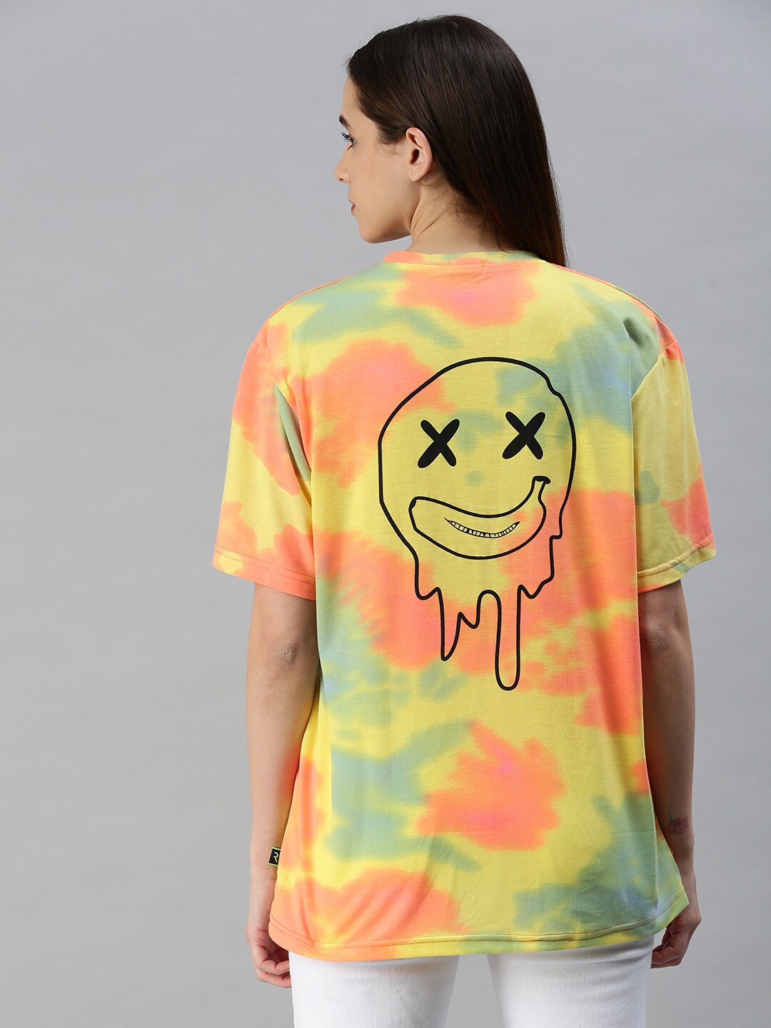 

Rodzen Women Tie and Dye Dyed Oversize Cotton T-shirt, Yellow