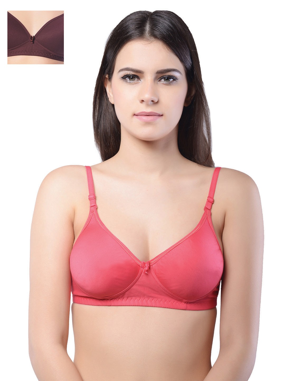 

Lady Lyka Pack of 2 T-shirt Bras BREEZ-WHN-MISTIQUE-PLM, Burgundy