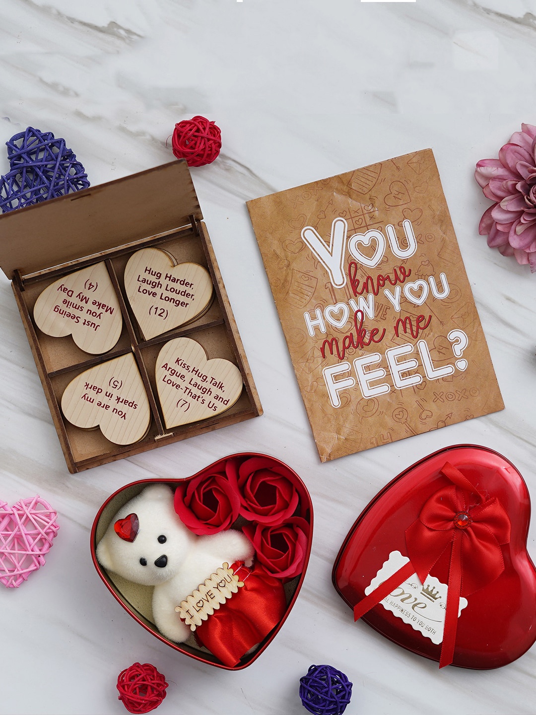 

eCraftIndia Brown & White 3 Pcs Valentines Gift Box Set