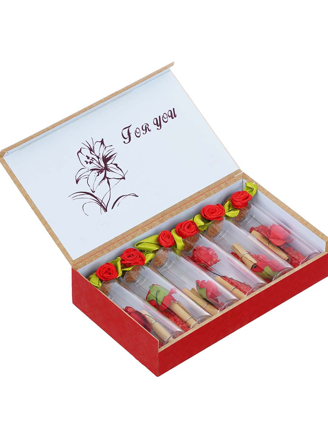 

eCraftIndia Red Message Bottle Wooden Box Set