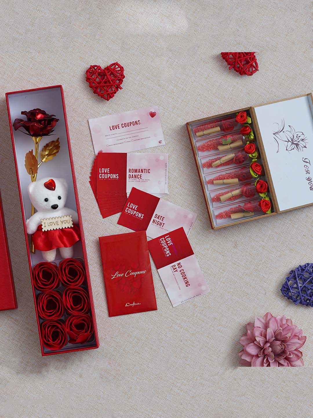 

eCraftIndia Red & White 3 Pcs Valentines Gift Set