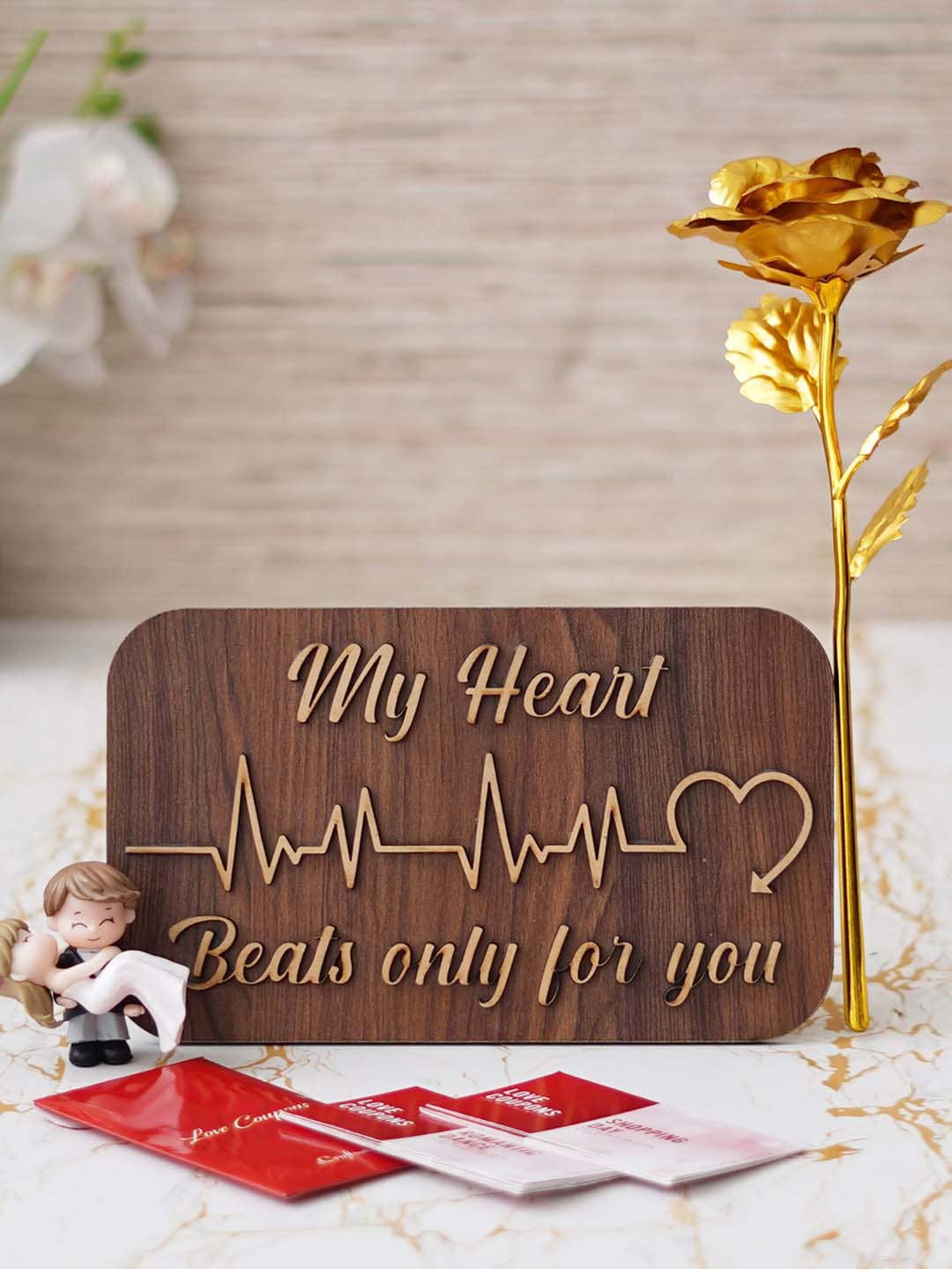 

eCraftIndia Red & Brown 4 Pcs Valentine Day Gift Set