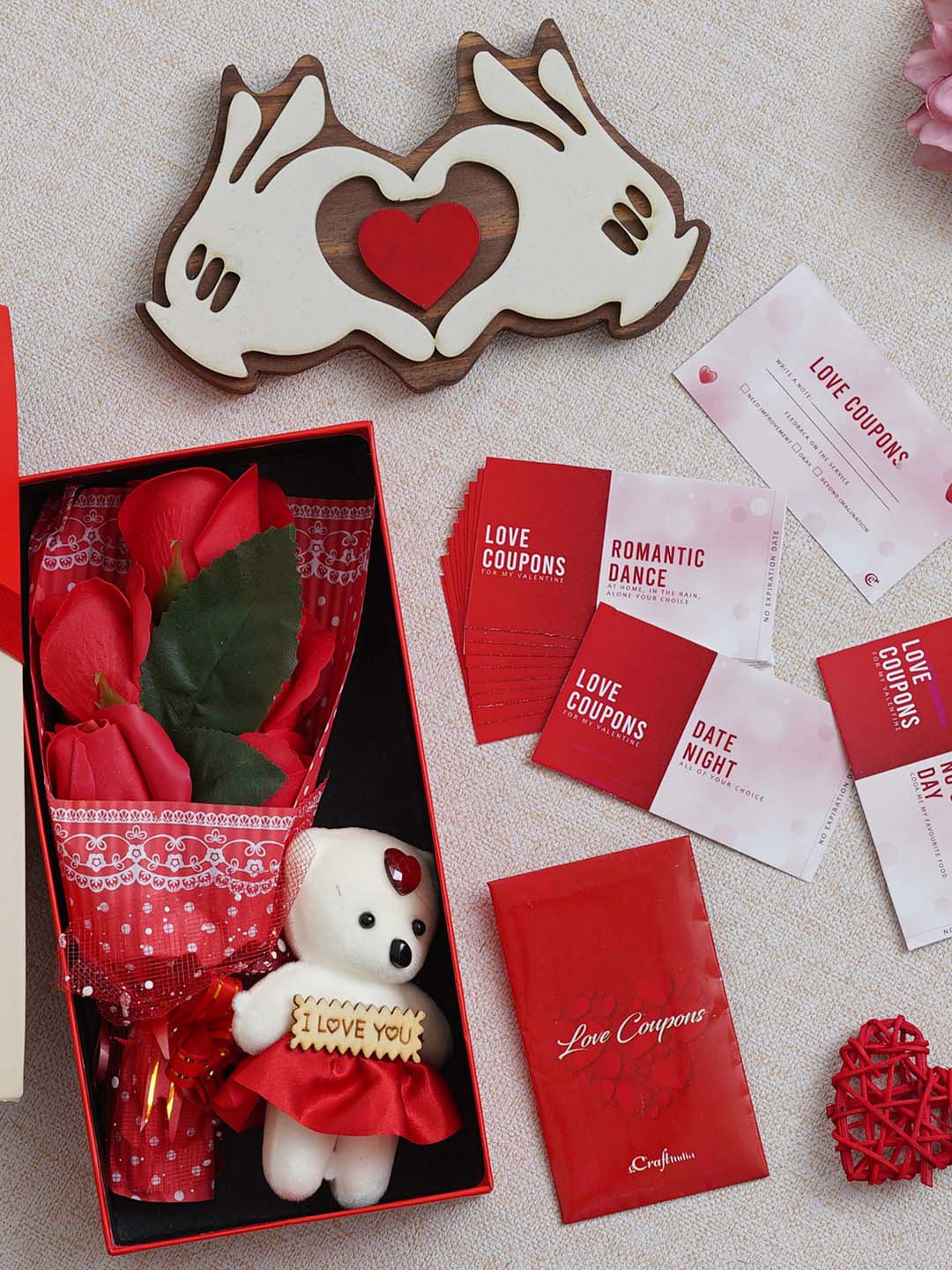 

eCraftIndia Red & White 3 Pcs Valentines Gift Set