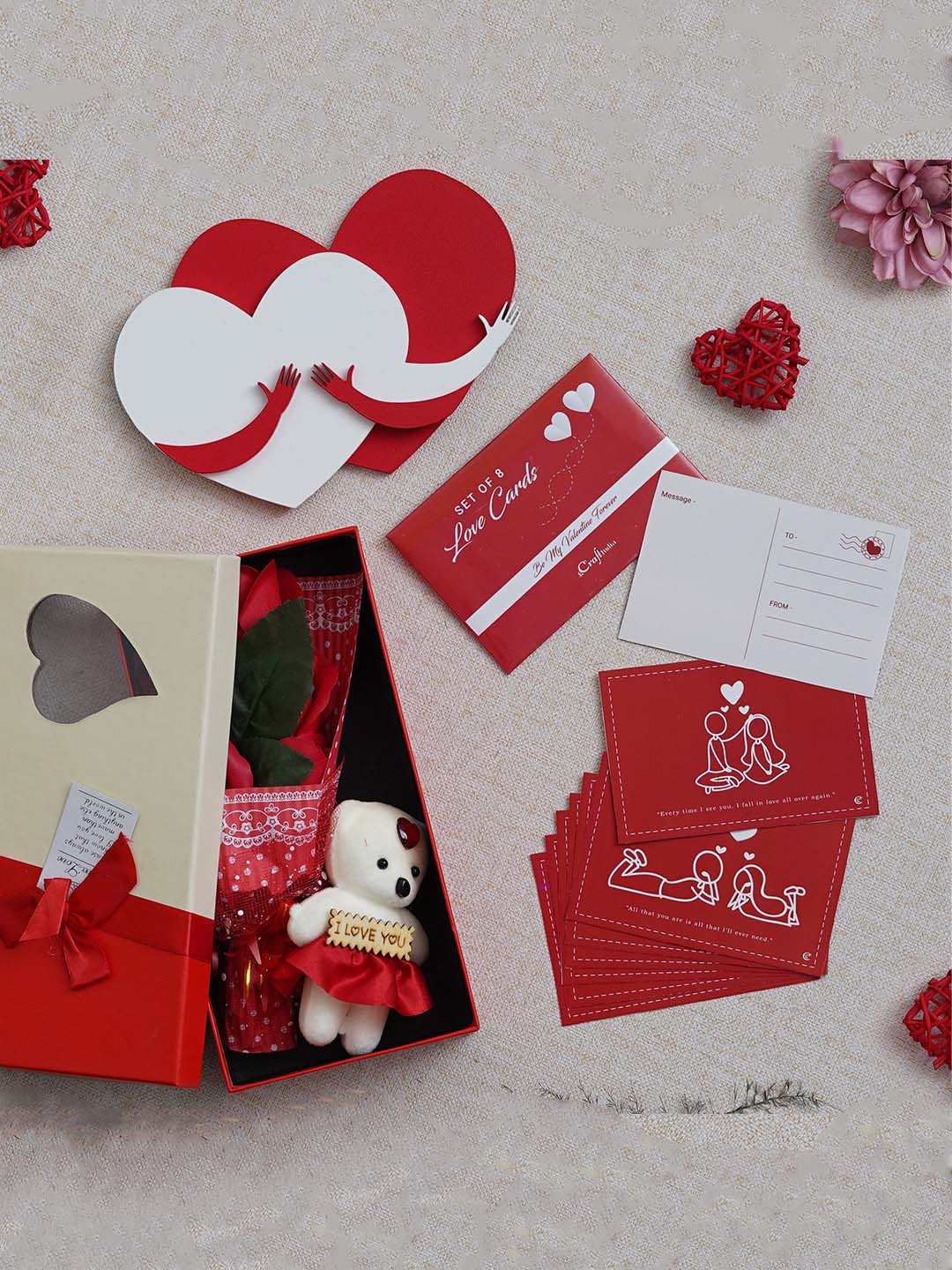 

eCraftIndia Red & White 3 Pcs Valentine Combo Gift Set