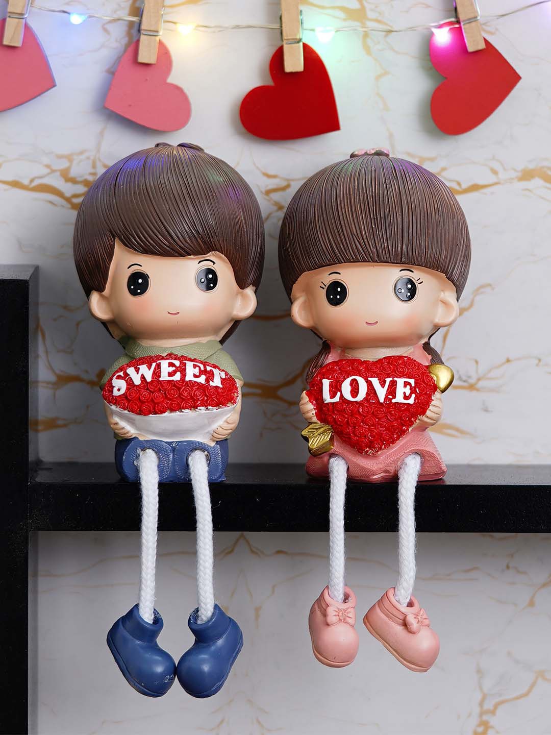 

eCraftIndia Red & Beige Sweet Love Girl & Boy Figurine