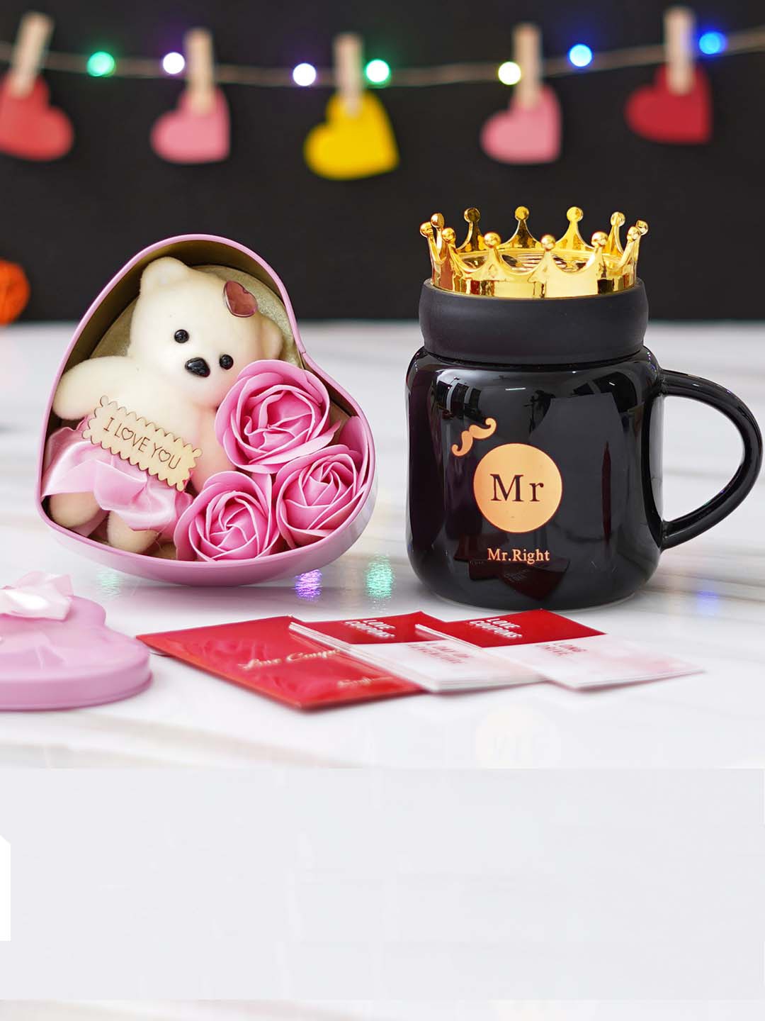 

eCraftIndia Pink & Black 3 Pcs Valentine's Day Gift Set, Red