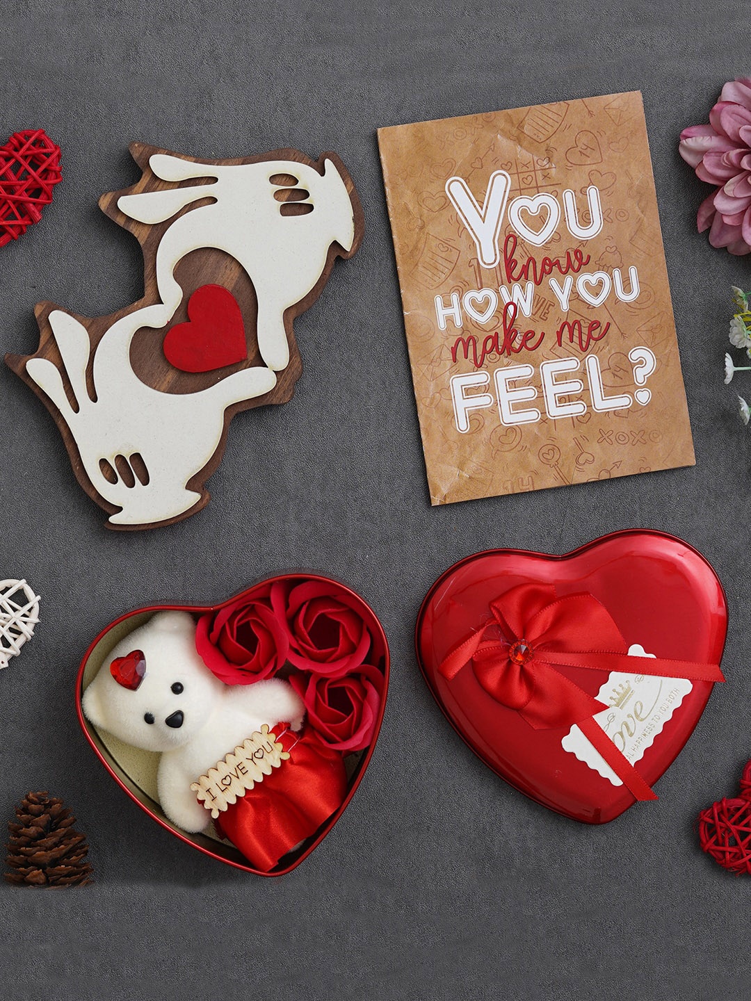 

eCraftIndia Red & White 3 Pieces Valentine Gift Set
