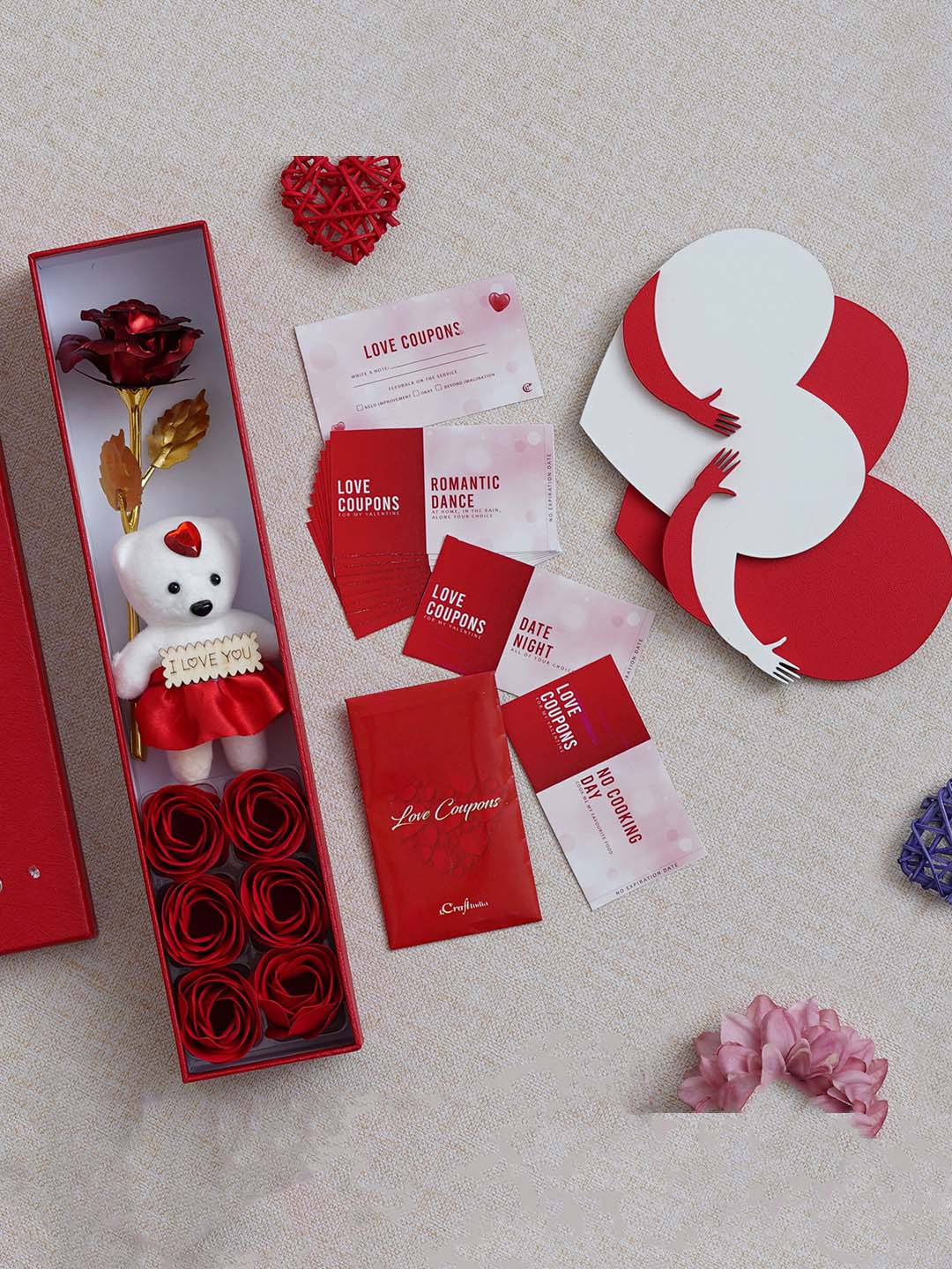 

eCraftIndia Red & White 3 Pieces Valentine Gift Set