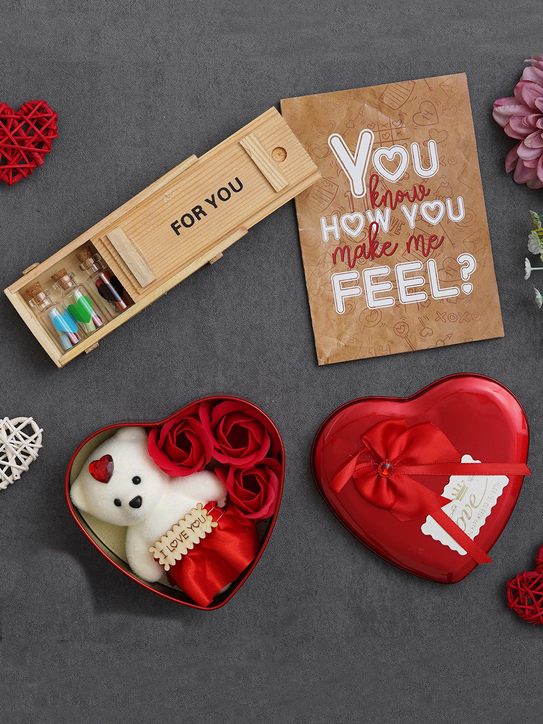 

eCraftIndia Red & Brown 3 Pcs Valentine's Day Gift Set