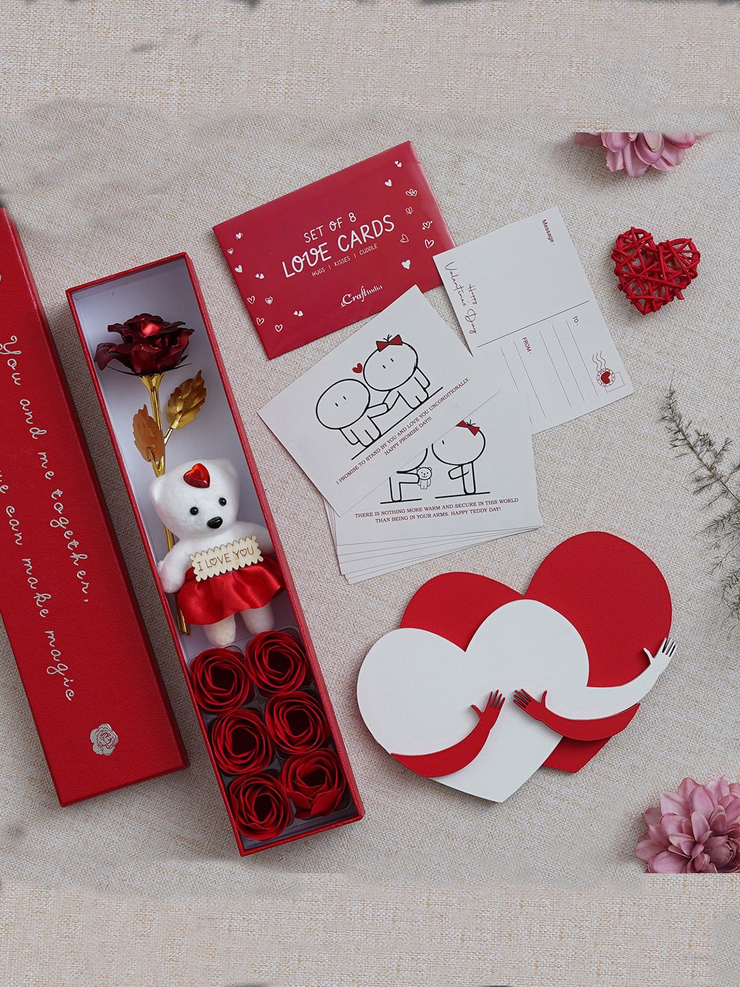 

eCraftIndia Red & White 3 Pieces Valentine Gift Set